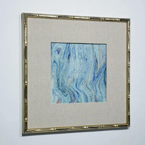 Handmade Porcelain Tile Reaction Glaze Mistic Ocean - Framed /12F04