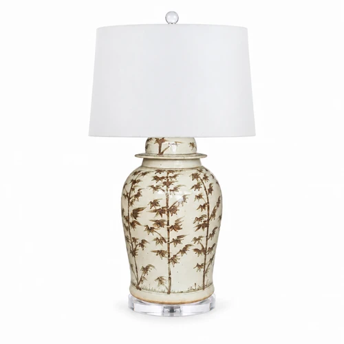 Barclay Butera Couture Graceful Bamboo Rustic Brown Porcelain Temple Jar Large Table Lamp