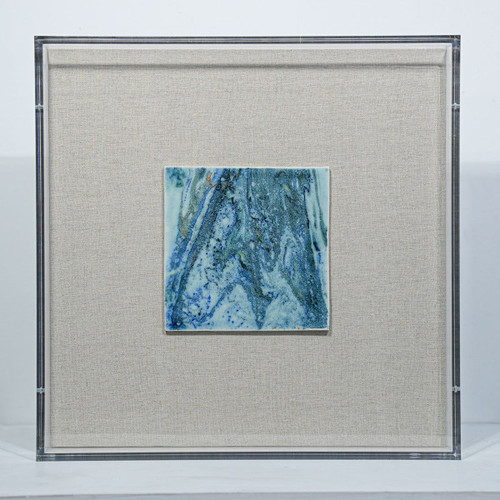 Handmade Porcelain Tile Reaction Glaze Mistic Ocean - Acrylic Shadow Box /8S09