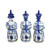 Blue & White Porcelain Sitting Qing Emperors of 3 Generations - Set