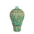 Speckled Green Carved People Octagonal Plum Vase