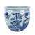 Blue And White Porcelain Magnolia Pheasant Planter Lion Handle - 2 Sizes
