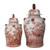 Rustic Maroon Red Flower Bird Temple Jar - 2 Sizes