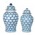 Blue & White Honeycomb Temple Jar - 2 Sizes