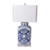 Blue & White Porcelain Square Tea Jar With Pattern of Lines Lamp ( Specify Shade Choice )