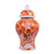 Orange Temple Jar W/ Dragon & Floral Motif - Large