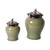 Green Crackle Porcelain Jar With Bronze Glaze Lid - 2 Sizes