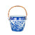 Porcelain Bird Floral Wine Bucket With Bamboo Handle