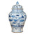 Blue And White Small Porcelain Temple Jar Fish Lotus Motif