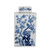 Blue And White Square Tea Jar Bird Floral Motif