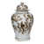 Rusty Brown Porcelain Temple Jar Magpie on Plum Motif Small