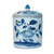 Blue White Leaf Petal Ribbed Tea Jar