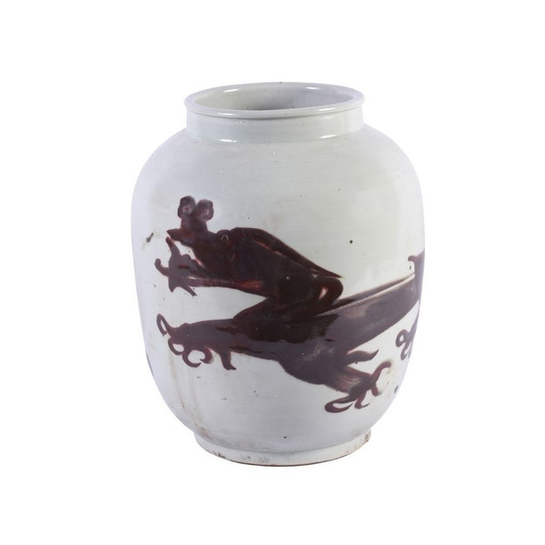 Underglaze Red Squash Porcelain Vase Dragon Motif