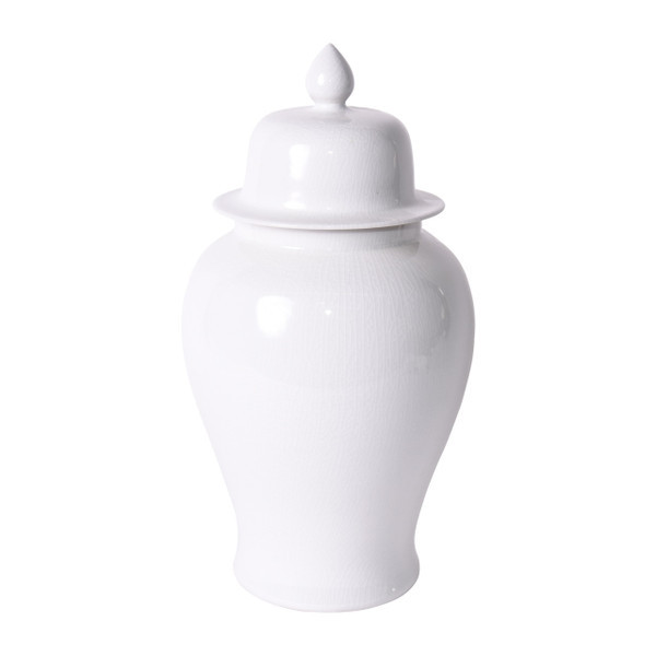 Temple Jar White Crackle - M