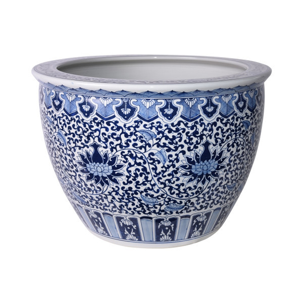Blue And White Porcelain Planter Sunflower Leave - 2 Sizes