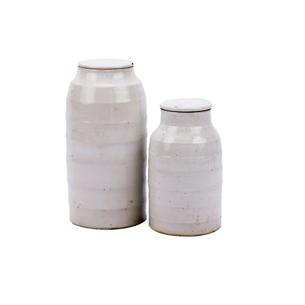 Busan White Flat Lidded Porcelain Jar - 2 Sizes