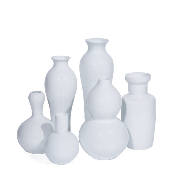Set of 6 Assorted Vases - White