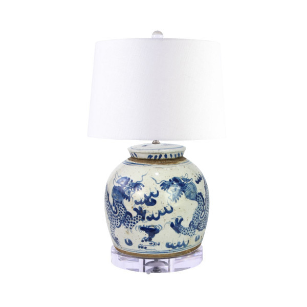 Vintage Ming Jar Dragon Motif Table Lamp - 2 Sizes