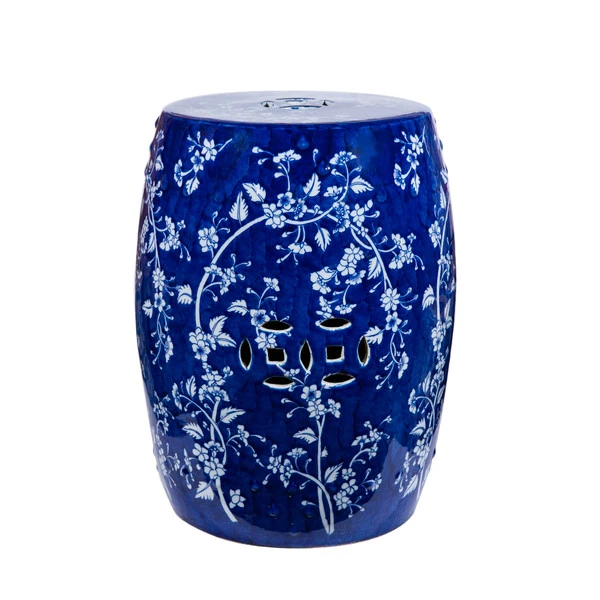 Blue Leaf & Petal Garden Stool