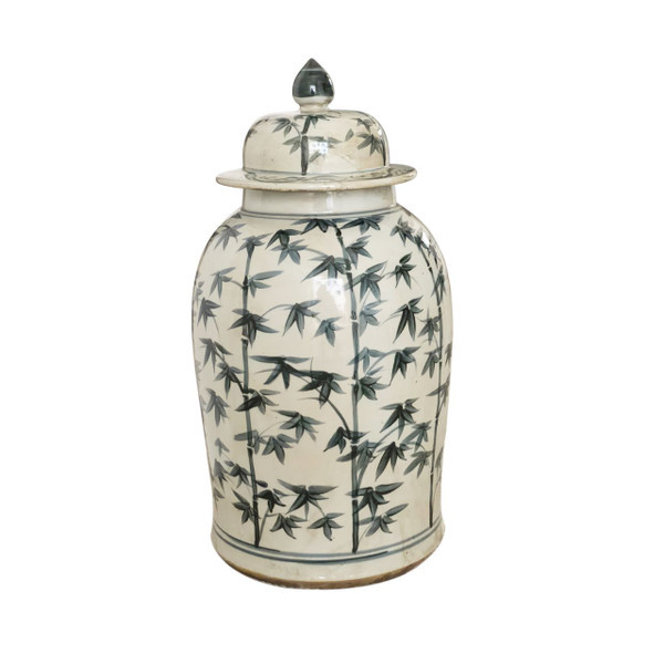 Barclay Butera Couture Graceful Bamboo Medium.. Blue & White Porcelain Temple Jar