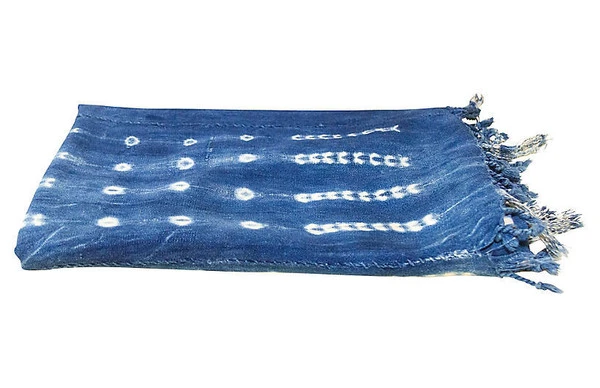 Vintage Mali Indigo Scarf Throw Shibori Pattern Mixed