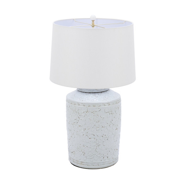 Rustic White Carved Vine Lamp Tea Jar Shape