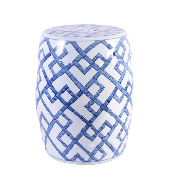 Blue and White Bamboo Joints Porcelain Garden Stool