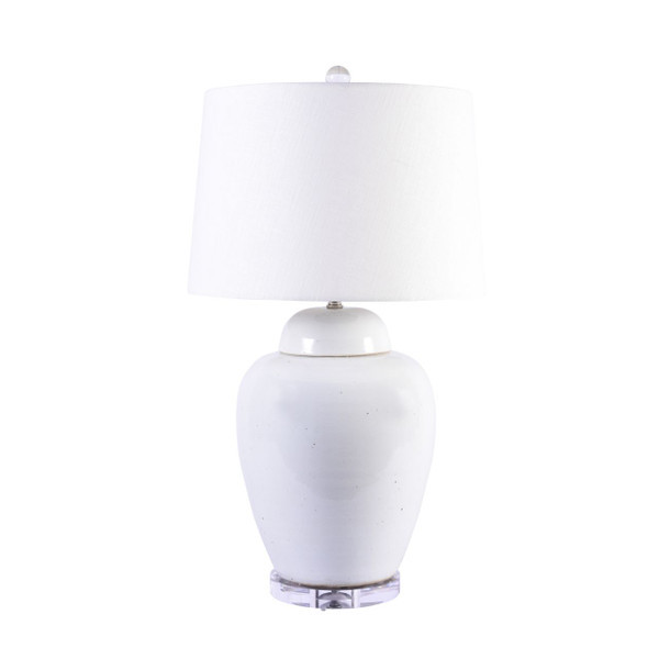 Busan White Lidded Porcelain Jar Tall Lamp