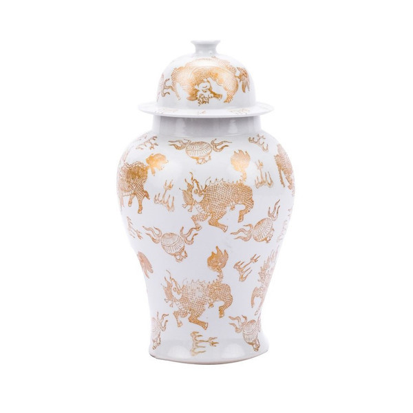 White Temple Jar Gold Kylin - 18H