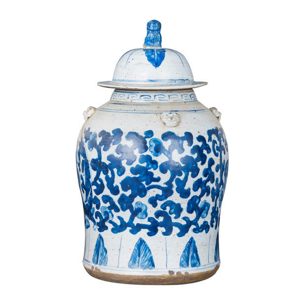 Vintage Temple Jar Twist Lotus Dragon Motif - Small