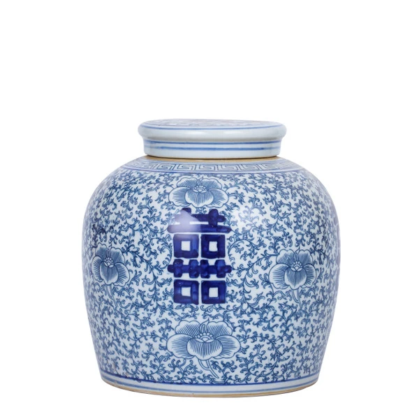 Blue And White Ming Jar Double Happiness