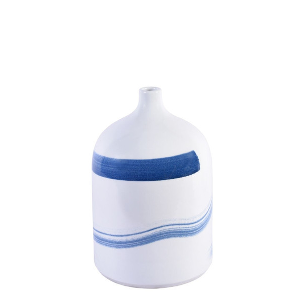 Blue and White Brushstrokes Spin Vase - 2 Sizes