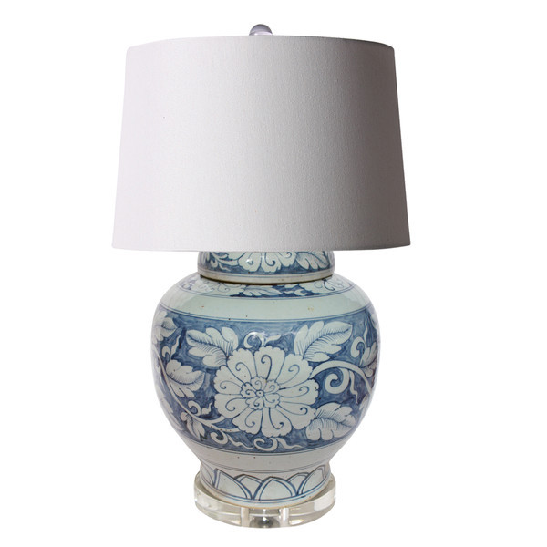 Lamp Of Lidded Peony Jar Acrylic Base
