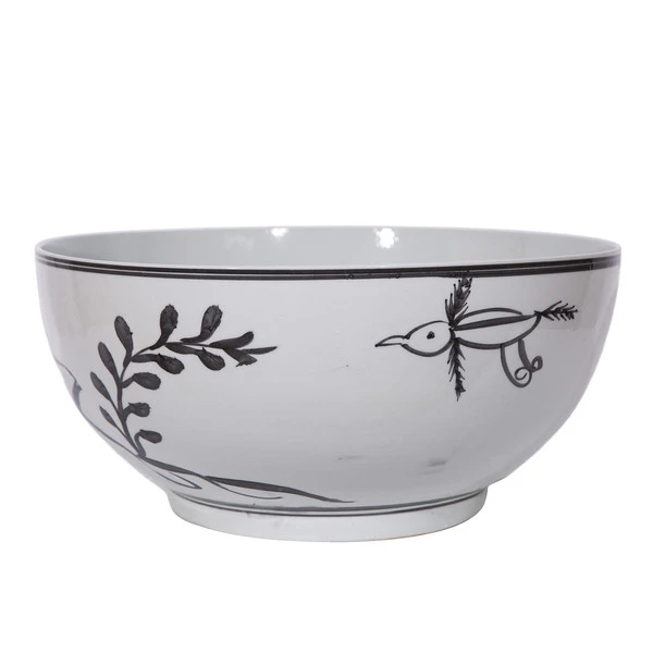 Vintage White Crackle Flying Bird Bowl