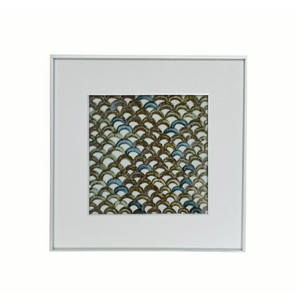 Handpainted Blue & White Porcelain Tile Aluminum Frame Dragon Scales