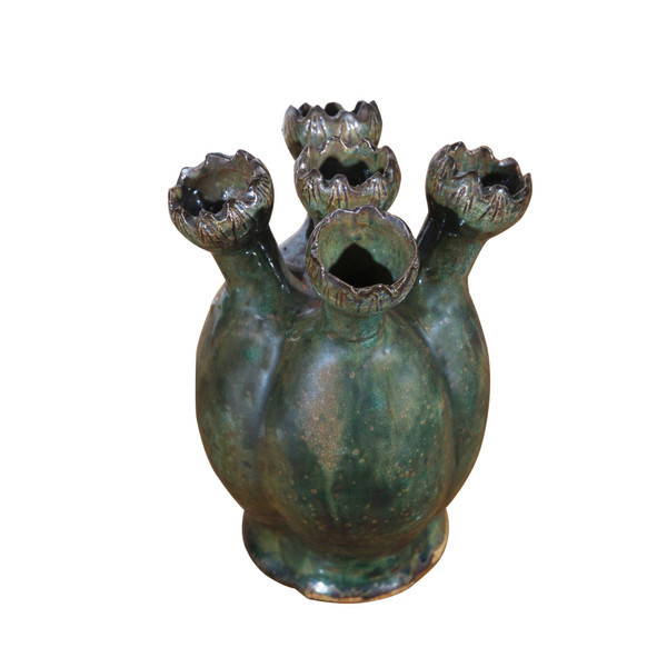 Speckled Green Five Lotus Vase