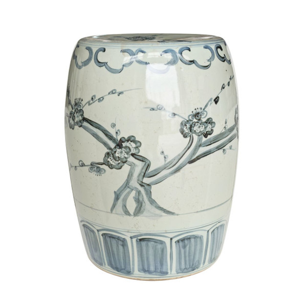 Barclay Butera Couture Blue & White ..Porcelain Garden Stool Cherry Blossom