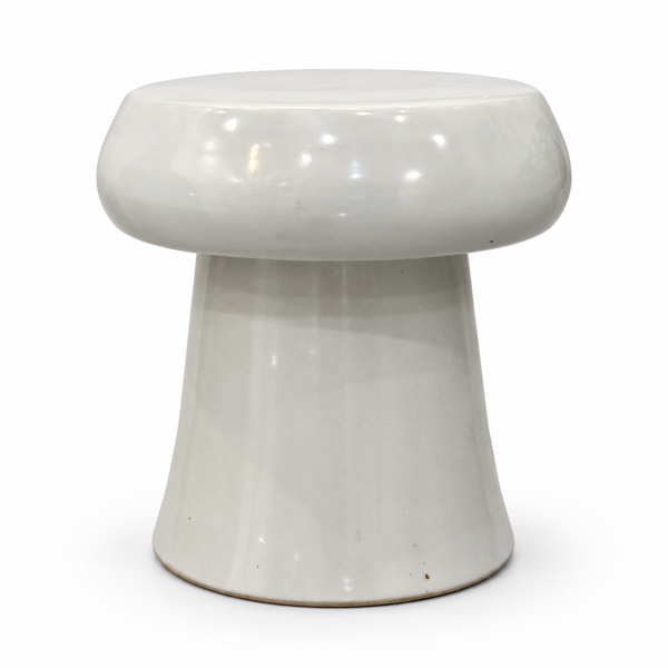 Vintage White Mushroom Porcelain Garden Stool