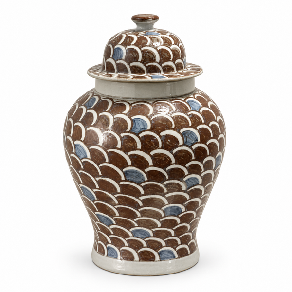 Rusty Brown Dragon Scale Temple Jar Small