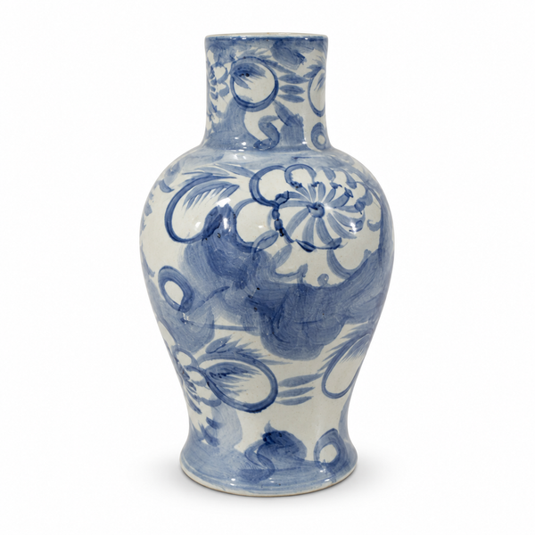 Blue & White Silla Flower Porcelain Kuanyin Vase