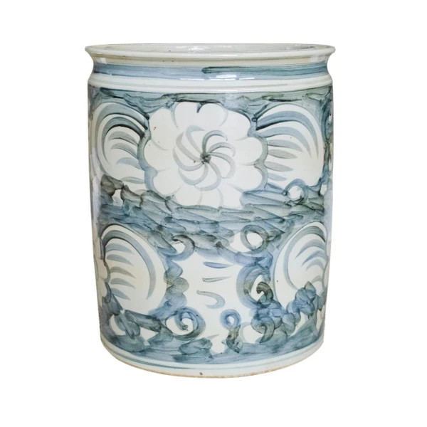 Indigo Blue & White Sea Flower Porcelain Planter