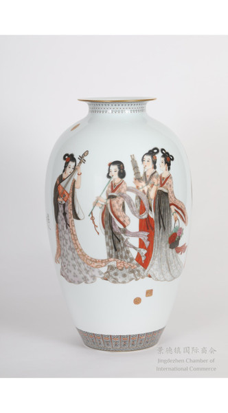 Famille Rose Vase - Court Ladies at Leisure