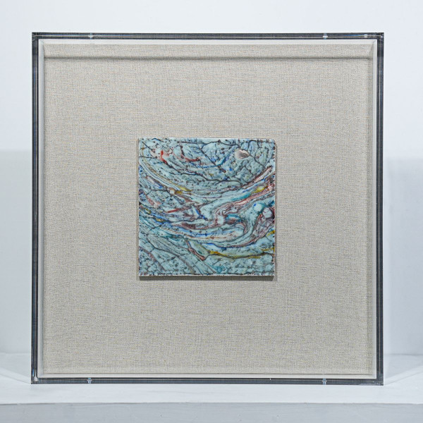 Handmade Porcelain Tile Reaction Glaze Desert Mirage - Acrylic Shadow Box /8S09