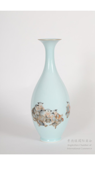 Famille Rose Vase - Children at Play