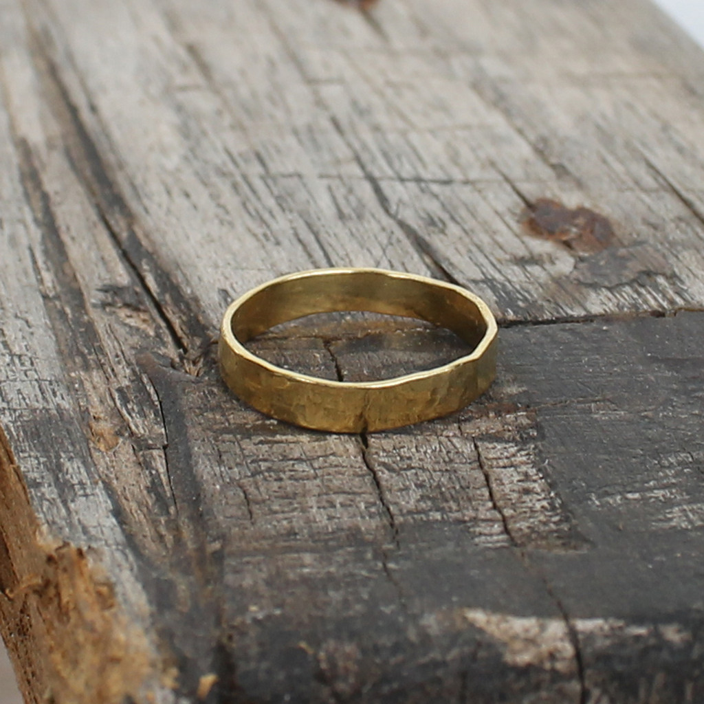 14 carat gold plated sterling silver hammered stacking ring