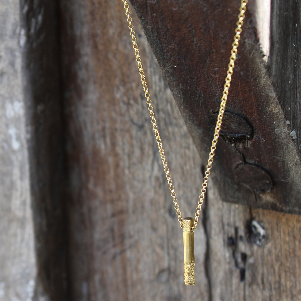 Gold plated brass textured pendant