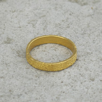 14 carat gold plated textured stacking ring