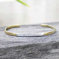 Mixed metals "be fearless" adjustable inspirational bracelet
