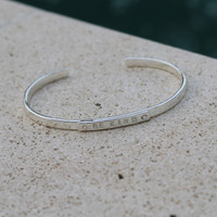 Silver "be kind" adjustable inspirational bracelet