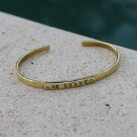 Brass "be brave" adjustable inspirational bracelet